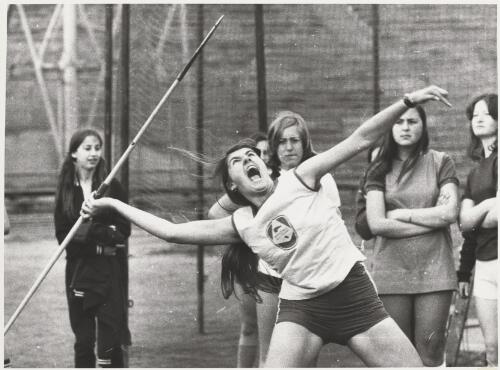 Anna Bacic, Westall High School, added fifteen feet to the javelin record at the Monash division of the metropolitan high school sports, Melbourne, Victoria, 28 September 1972 / Bruce Howard