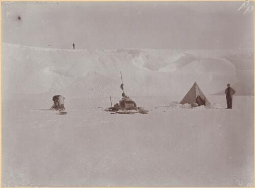 View taken from sea ice looking south towards the northern edge of the Nordenskjold Ice Barrier Tongue, [British Antarctic Expedition, 1907-1909] [picture] / D. Mawson