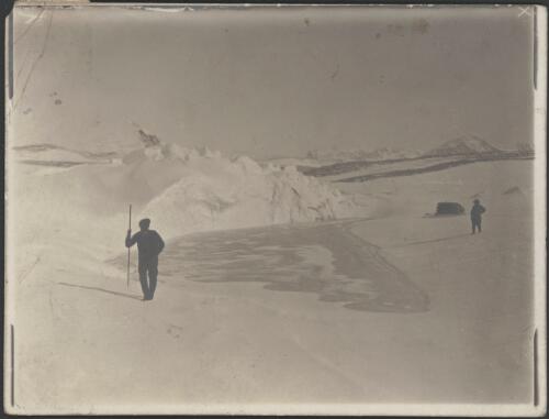 Pool of sea water near pressure ridge at the Larsen Drygalski Piedmont, [British Antarctic Expedition, 1907-1909] [picture]
