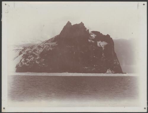 [Large snow-capped cliff with the sea in the foreground, Australasian Antarctic Expedition, 1911-1914] [picture]
