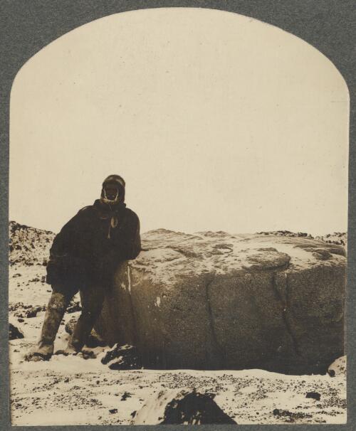 Erratic of red granite near Backdoor Bay, Cape Royds, [British Antarctic Expedition, 1907-1909] [picture]
