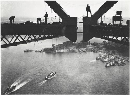 [Closing of the arch during construction of the Sydney Harbour Bridge, 1932] [picture] / H.M.J. Mallard