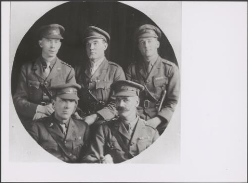 Five guards, including Lieutenant Rickman, at Darlinghurst Gaol, Sydney, approximately 1917