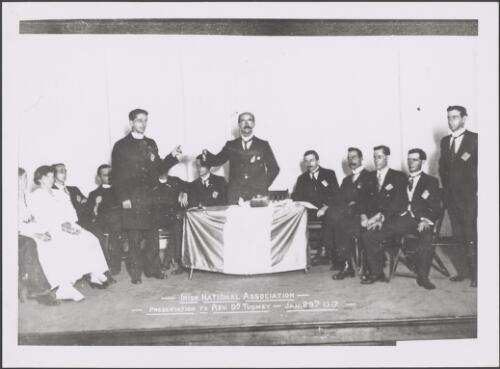 Office bearers of the Irish National Association making a presentation to the Reverend Dr Tuomey, Sydney, 29 January 1917