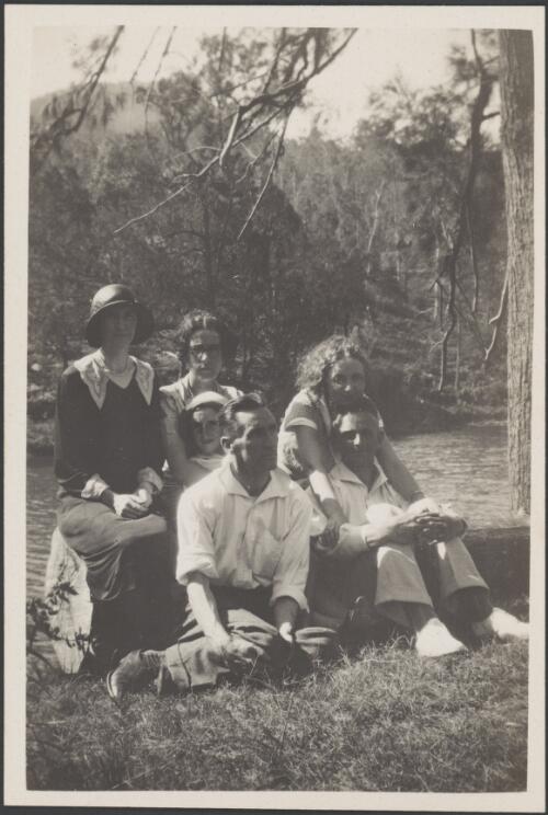 Elizabeth Haynes seated with a group by the river, Sydney, approximately 1930 / Albert Dryer