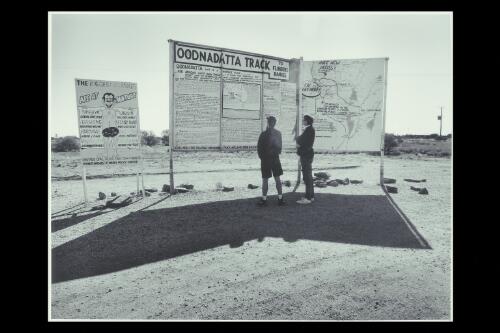 Marla : The famous Oodnadatta track sign relocated from its original position to the Marla roadhouse [picture] / Bob Miller