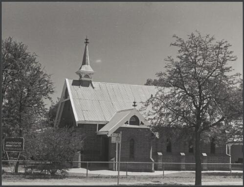 Presbyterian church, Dewhurst Street (100 years old) Narrabri [picture] / photograph by Fiona MacDonald Brand