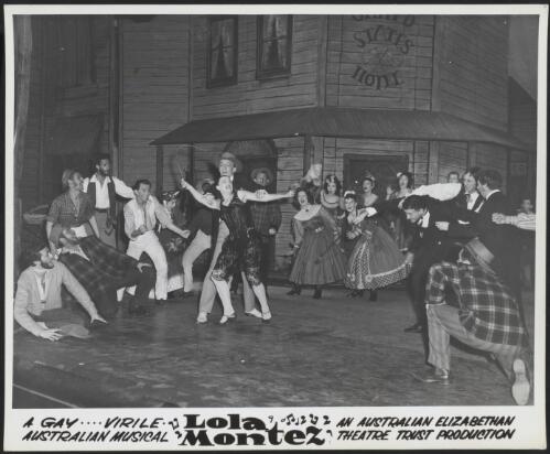Performers in a scene of the Australian Elizabethan Theatre Trust production of the musical Lola Montez, 1958 [picture]