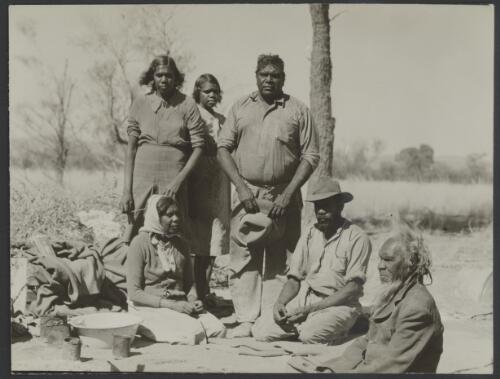 [Portrait of Albert Namatjira, his wife Rubina and children Maisse, Hazel, Ewald and Jonathan Allen's father, 1946, 1] [picture]