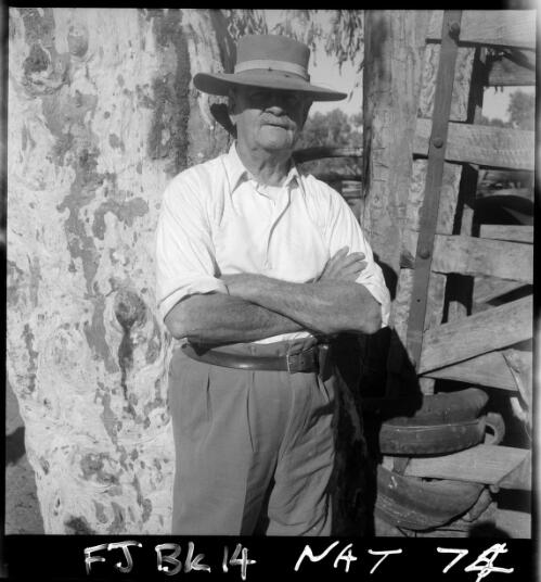 Tom Quilty, a famous cattleman, Springvale Station, via Halls Creek, Kimberleys, Western Australia, July 1958 [picture] / Frank H. Johnston