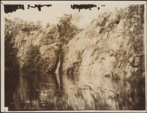 Waterfall in gorge about 20 miles east from Katherine, Telegraph Station, August 1887 [picture]