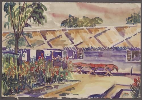[Garden and building, Changi, 1942-1945] [picture] / [J.N.D. Harrison]