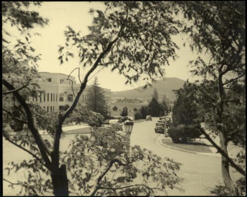 [East side of Parliament House from intersection of Queen Victoria Terrace and Parliament Square, Canberra] [picture]