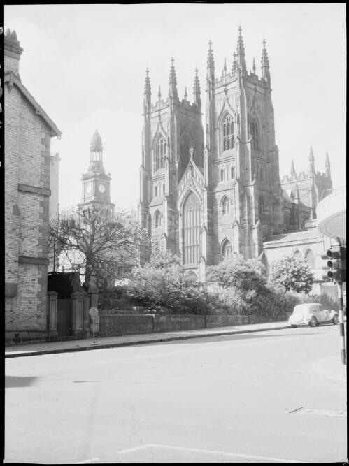 St. Andrew's Anglican Cathedral, Bathurst Street Sydney, ca. 1945, 1 [picture] / E.W. Searle