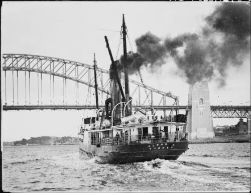 Cargo vessel Ulmarra, Sydney Harbour, 1932 [picture] / E.W. Searle