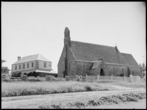 Governor Macquarie commissioned schoolhouse and St. John's Anglican Church, Wilberforce, New South Wales, 1947, 1 [picture] / E.W. Searle