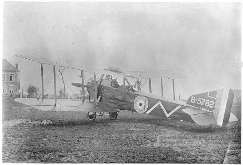 Single engined bi-plane, serial number B 5782 with British markings, France, ca. 1916 [picture]
