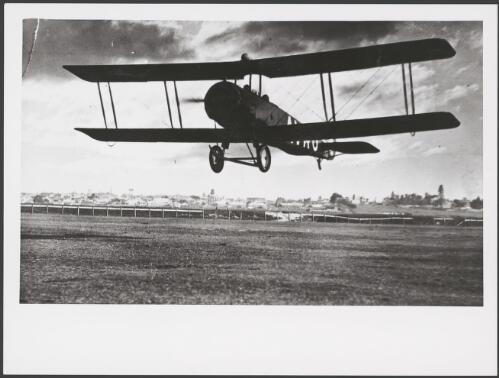 Avro 504 a few metres above the ground, Australia, 1920 [picture] / E.W. Searle