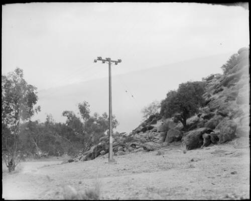 Concrete telegraph pole, Heavitree Gap, Alice Springs, Northern Territory, 1947 [picture] / E.W. Searle