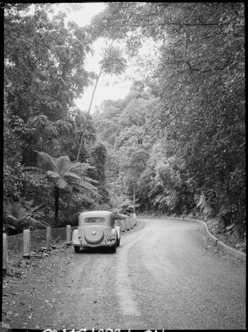 E.W. Searle's Citroen on a road near Cambewarra, New South Wales, ca. 1945 [picture] / E.W. Searle
