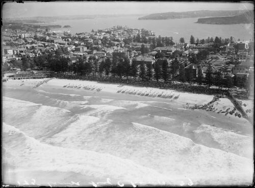 Aerial view of Australian Surf Championships, Manly, New South Wales, 1939, 2 [picture] / E.W. Searle