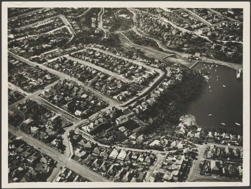 Aerial view of Reid Park and Mosman Bay, Sydney Harbour, ca. 1935 [picture] / E.W. Searle