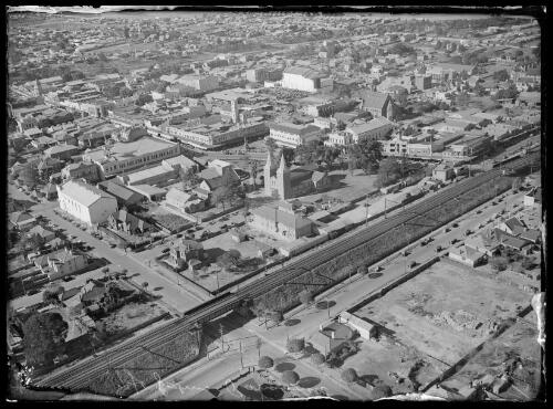 Aerial view of St. John's Church, Parramatta, New South Wales, ca. 1935 [picture] / E.W. Searle