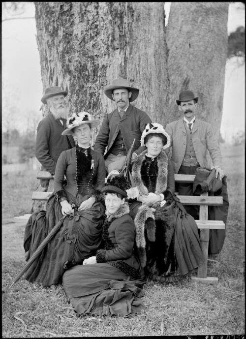 Group of three men and three women, Gippsland, Australia, ca. 1900 [picture] / E.W. Searle