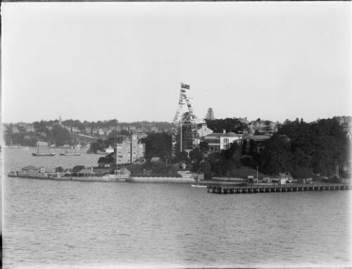Pennants flying on a flagpole, Woolloomooloo, Sydney Harbour, ca. 1900 [picture]