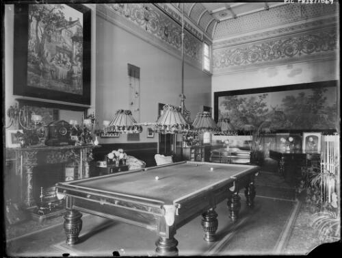 Interior, featuring a snooker table, Tarana, Wylde Street, Potts Point, Sydney, ca. 1900, 2 [picture]