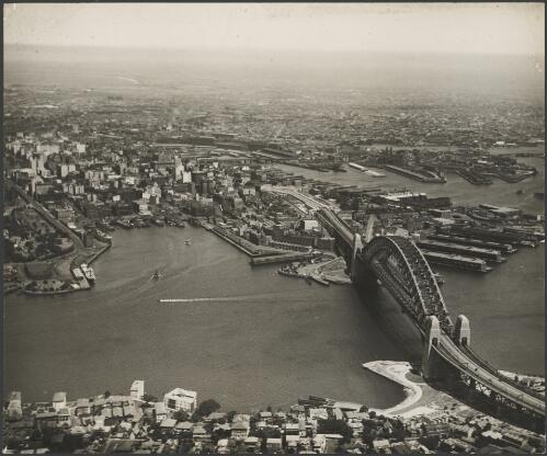Aerial view of Circular Quay, Sydney, ca. 1931, 1 [picture] / E.W. Searle
