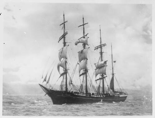 Four masted barque CB Pedersen under sail, ca. 1935 [picture] / E.W. Searle