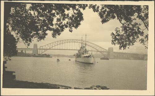 HMAS Sydney moored in Farm Cove, Sydney Harbour, ca. 1941 [picture] / E.W. Searle