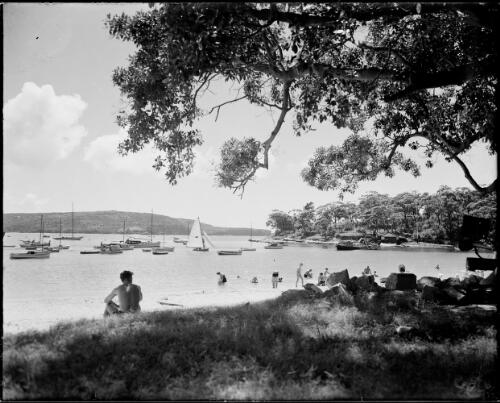 Moored boats in a sheltered bay, Sydney Harbour, ca. 1947, 2 [picture] / E.W. Searle
