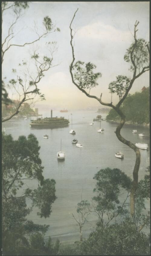 Ferry Kirawa departing Cremorne dock, Mosman Bay, Sydney Harbour, ca. 1935,1 [picture] / E.W. Searle