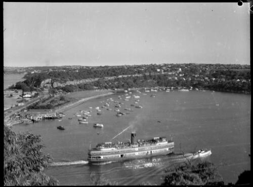 Show boat with Pearl Bay in the background, Middle Harbour, Sydney Harbour, ca. 1936 [picture] / E.W. Searle