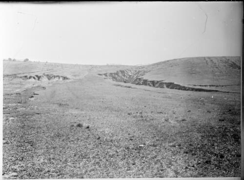 Erosion gully on a treeless hillside, Australia, ca. 1935 [picture] / E.W. Searle