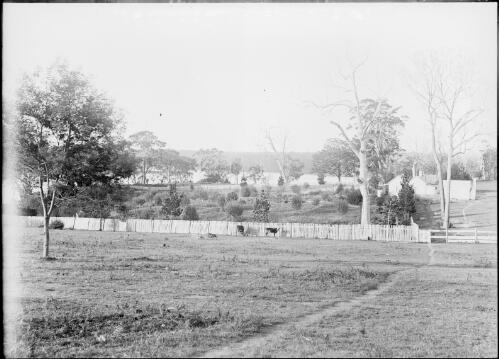 Fenced off house block with farmhouse to the right, Australia, ca. 1935 [picture] / E.W. Searle