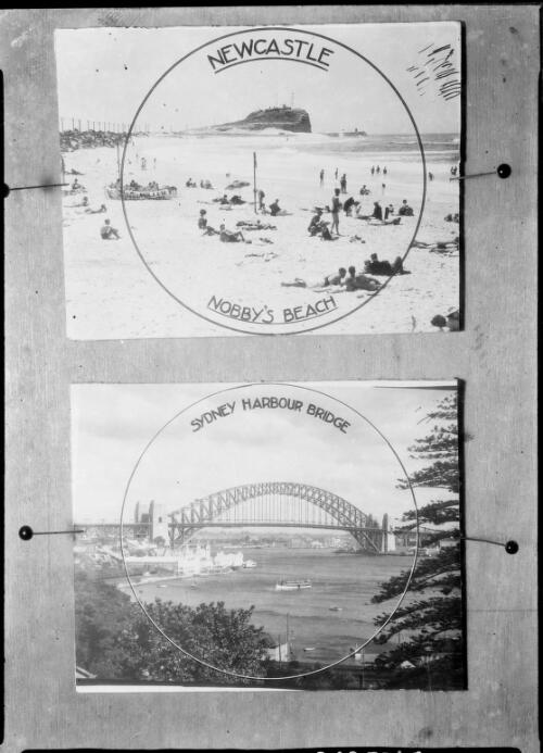 Photographs of Nobbys Beach, Newcastle and the Sydney Harbour Bridge, New South Wales, ca. 1935 [picture] / E.W. Searle