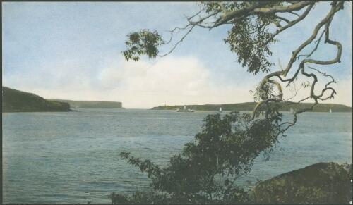 Manly ferry passing Sydney Heads, Sydney Harbour, ca. 1935 [picture] / E.W. Searle