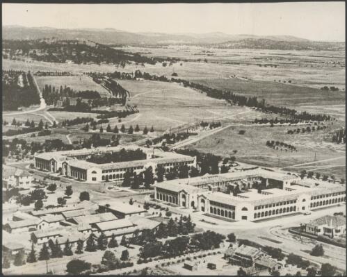 Melbourne Building and Sydney Building, Northbourne Avenue, Canberra, ca. 1949 [picture] / E.W. Searle