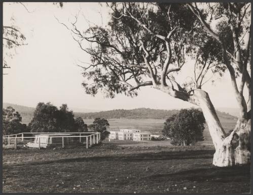 Commemoration Stone and East Block, Canberra, ca. 1926 [picture] / E.W. Searle