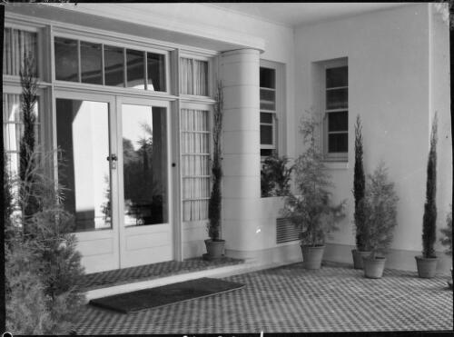 Front door of the Governor-General's residence, Yarralumla, Canberra, ca. 1949 [picture] / E.W. Searle