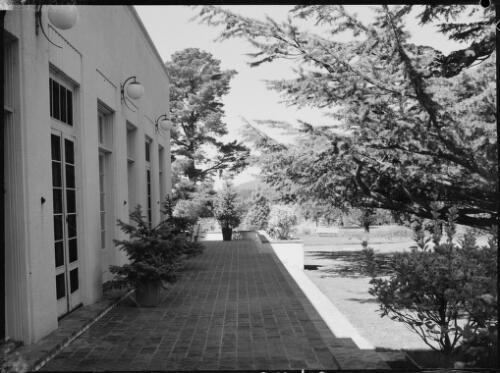 Front verandah of the Governor-General's residence, Yarralumla, Canberra, ca. 1949 [picture] / E.W. Searle