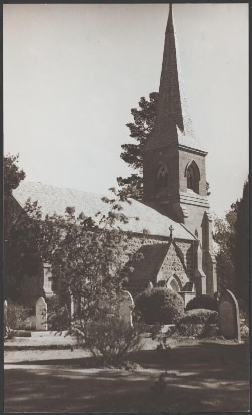 North side of St. John's Church, ANZAC Park West, Canberra, ca. 1949 [picture] / E.W. Searle