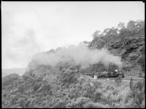 Double headed passenger train, near Brooklyn, Hawkesbury River region, New South Wales, ca. 1935, 4 [picture] / E.W. Searle