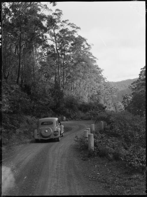 E.W. Searle's Citroen on a road in northern New South Wales, ca. 1949 [picture] / E.W. Searle