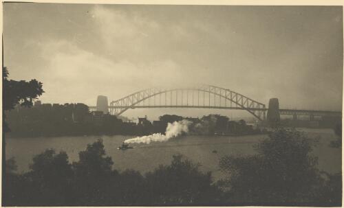 View of the Sydney Harbour Bridge from Balls Head, Sydney Harbour, ca. 1935, 2 [picture] / E.W. Searle