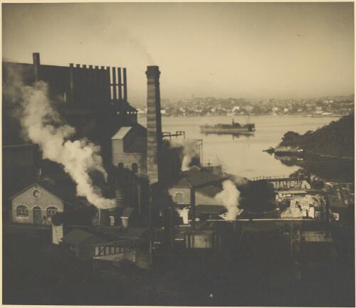 Harbour side factories, Sydney Harbour, ca. 1930 [picture] / E.W. Searle