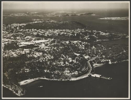 Aerial view of Taronga Zoological Park with Georges Heights in the background, Sydney Harbour, ca. 1935 [picture] / E.W. Searle